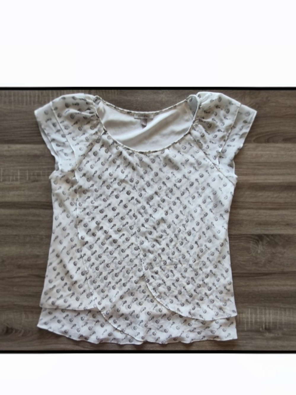Roz & Ali White Printed Short Sleeve Layered Top